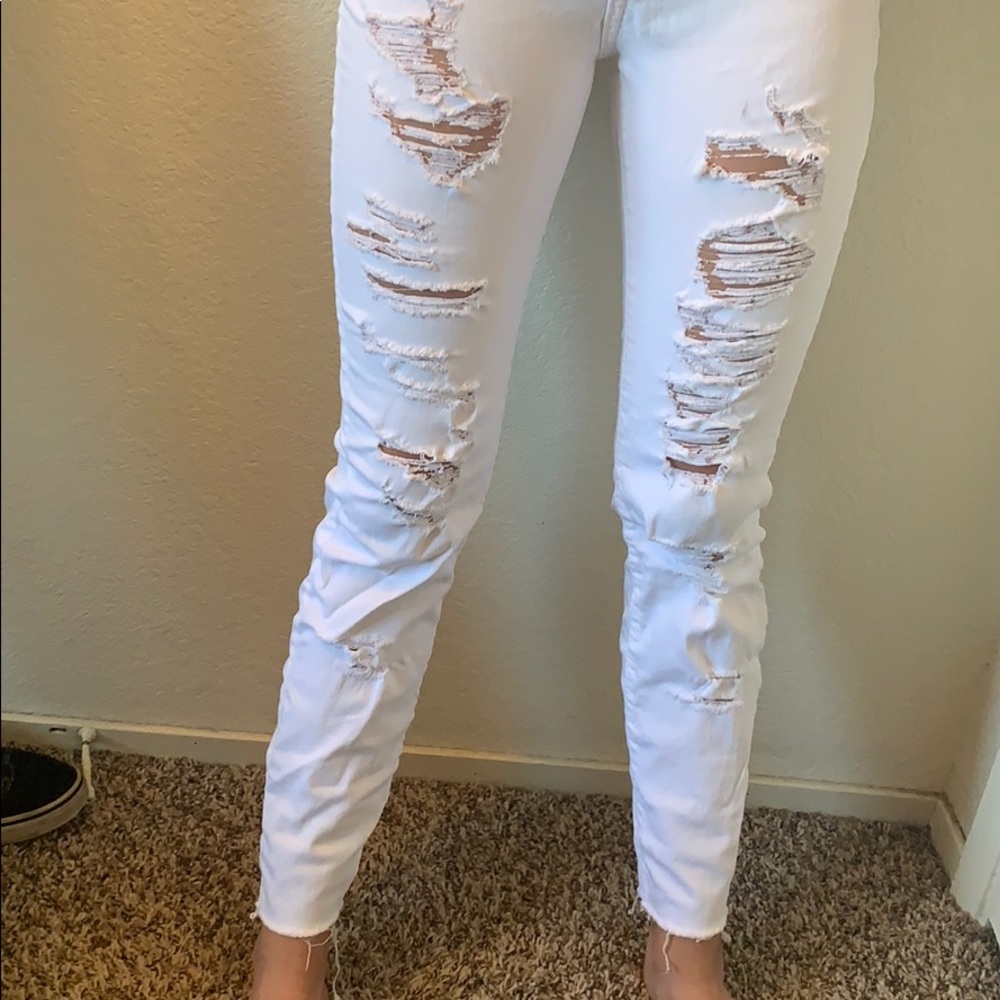 White ripped jeans
